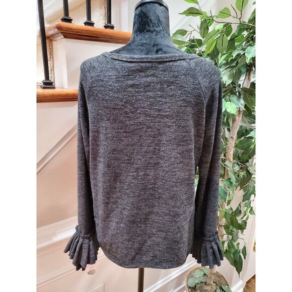 Hannah Women Solid Gray Polyester Round Neck Long Sleeve Casual Top Shirt Size M - Picture 9 of 12